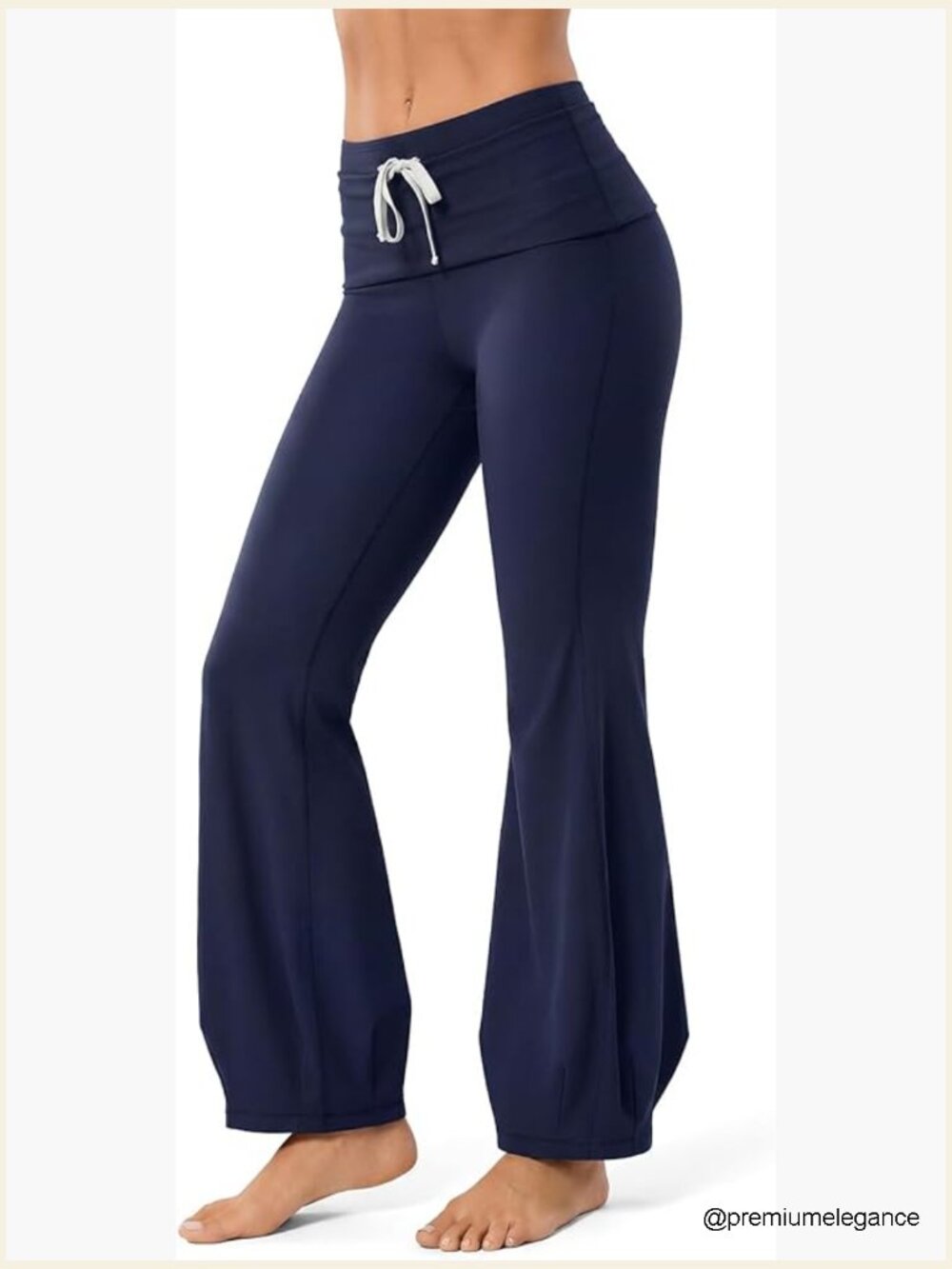 Fold-Over Flare Yoga Pants High Waist Tummy Control Leggings for Pilates Gym